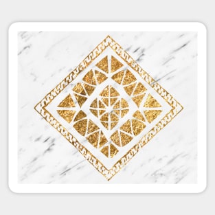 Golden tribal geo - white marble Sticker